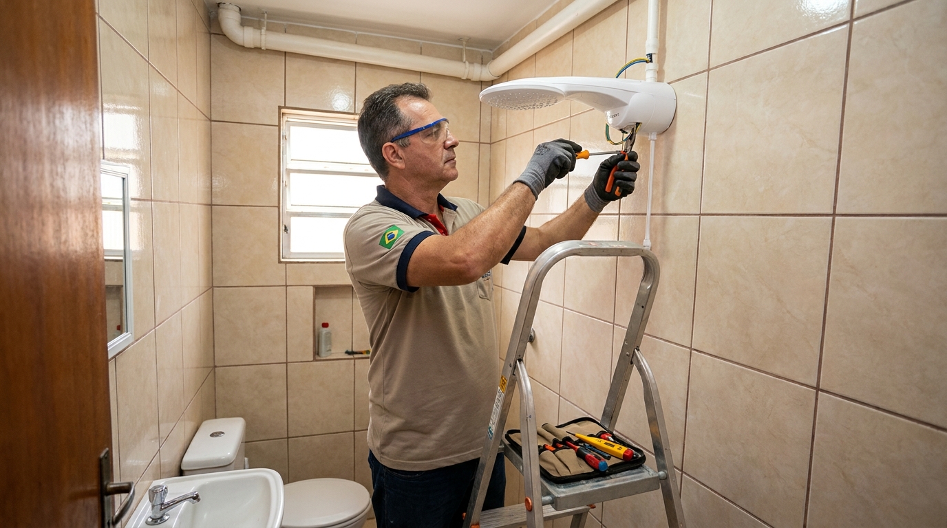 Instalação de chuveiro no banheiro em Jundiaí‑SP