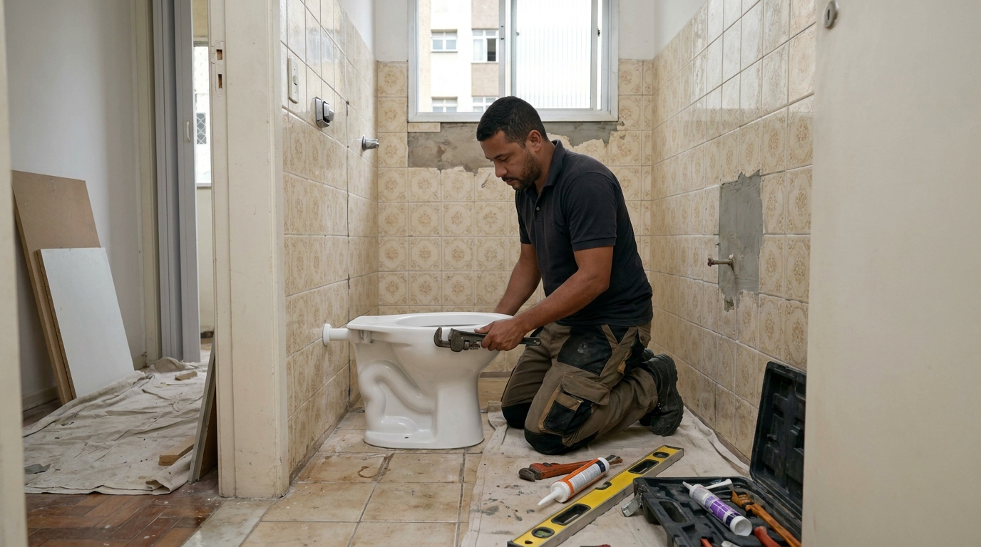 Instalação de vaso sanitário profissional em Jundiaí‑SP